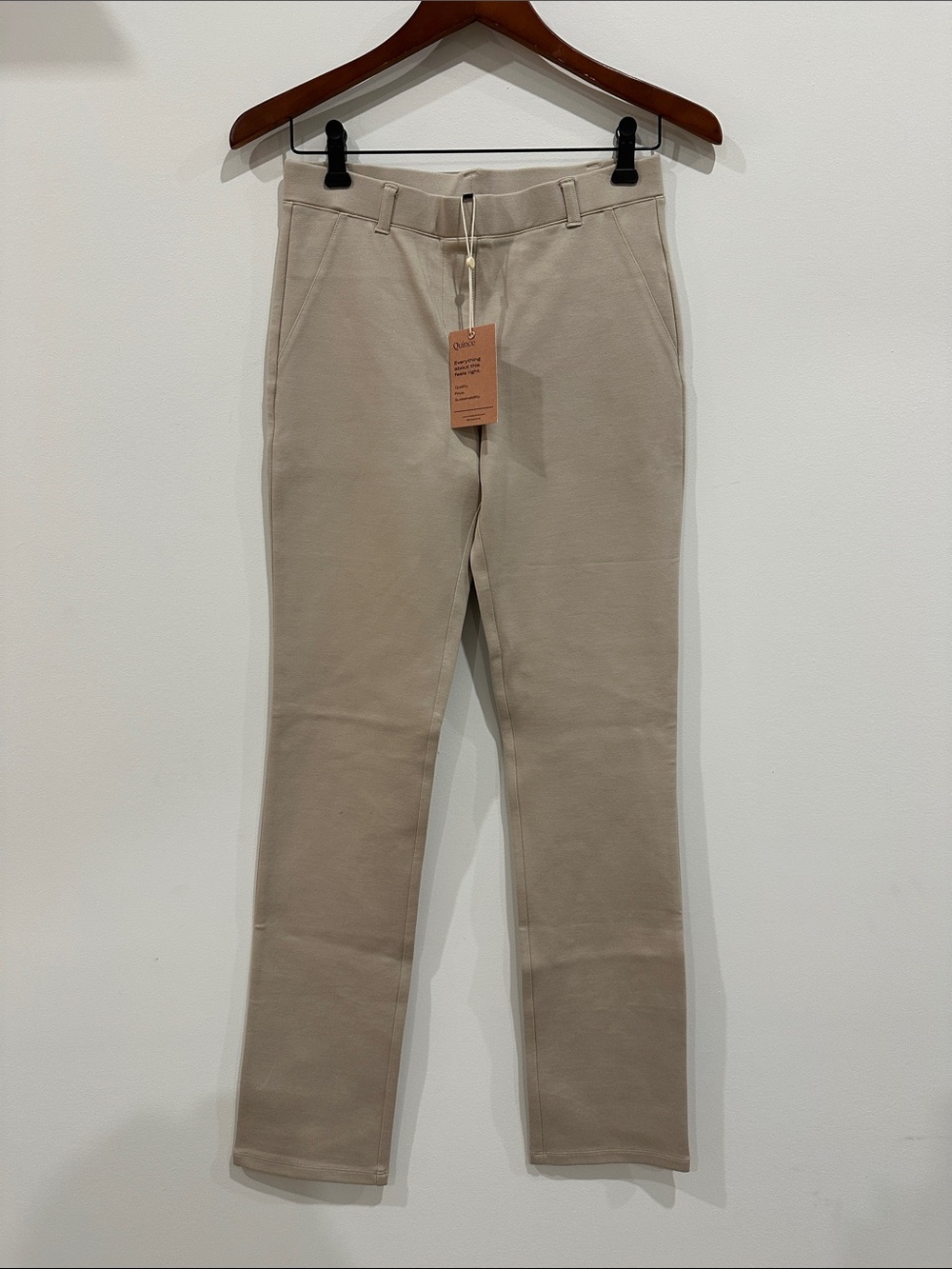 Quince Ultra-Stretch Ponte Straight Leg Pants in Ecru
